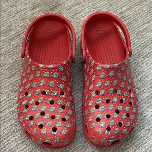CROCS Limited Edition Christmas design.Red with Christmas tree on truck design.